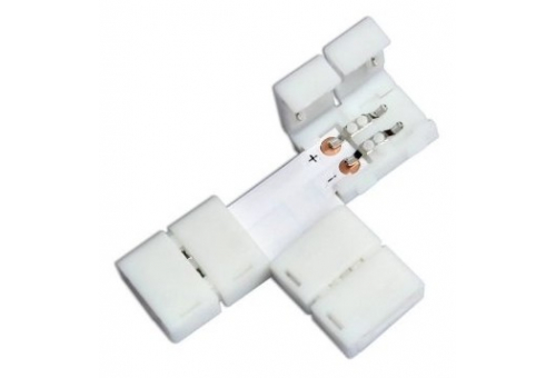 Avide LED Szalag 12-24V T elosztó elem, forr.mentes, fehér-2eres, 10mm (10 db-os csom.)