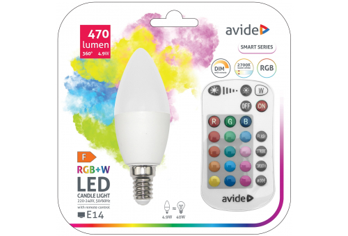 Smart LED Candle 4.9W RGB+W with IR remote